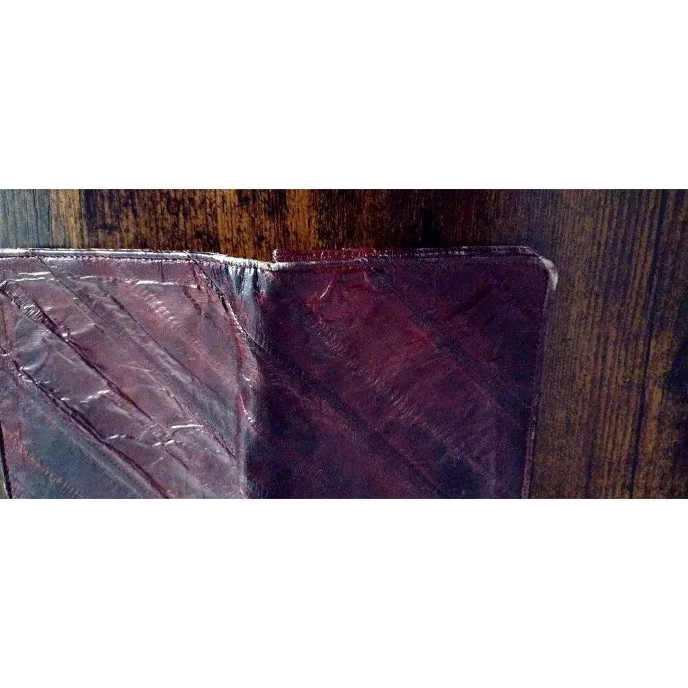 Joli Vintage Genuine Eel Skin Leather of the Sea Bifold Wallet Rich Burgundy Red